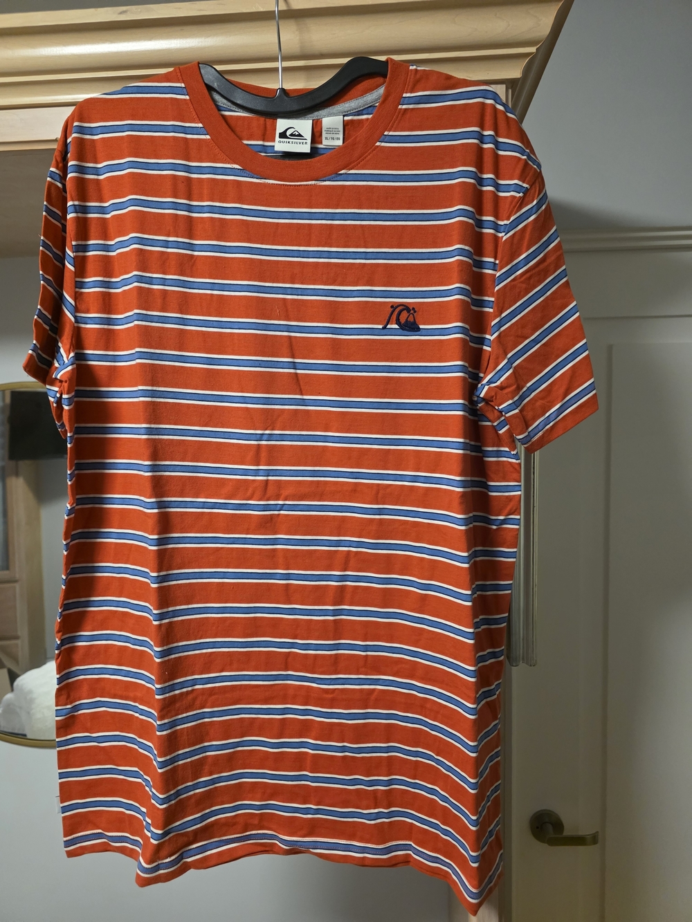 Quiksilver Orange Striped Short-Sleeve Crew Tee